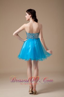 Teal A-line Cocktail Dress Colorful Beading